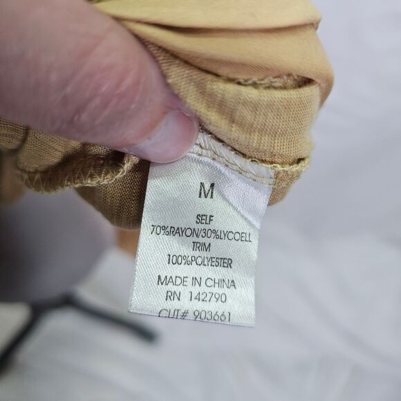 BCBGMaxAzria Gold Satin Trim Swing Tank Size Medium - Picture 7 of 8